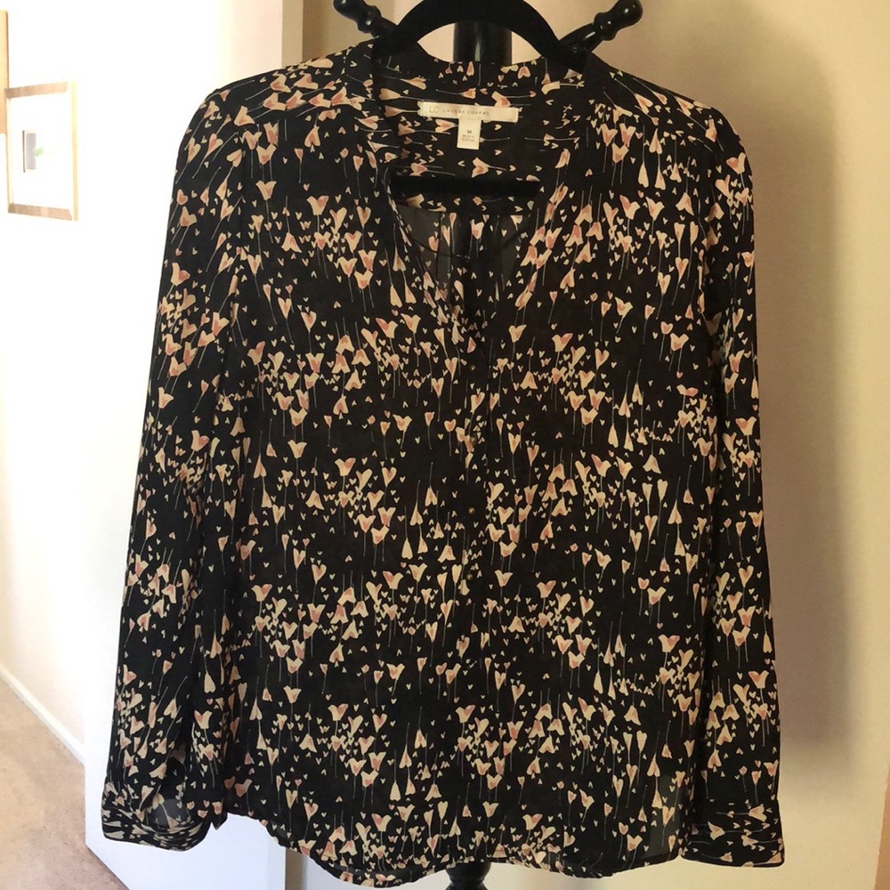 Lauren Conrad Long Sleeve Hearts Blouse